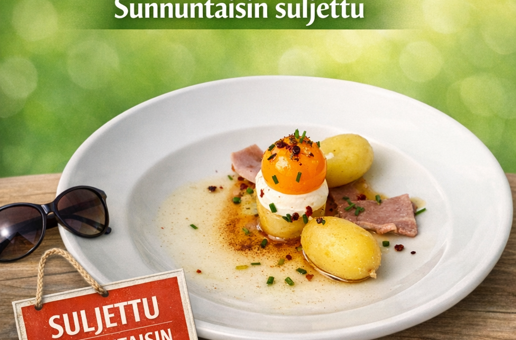 Olemme suljettuna sunnuntaisin alkaen 10.5.2026